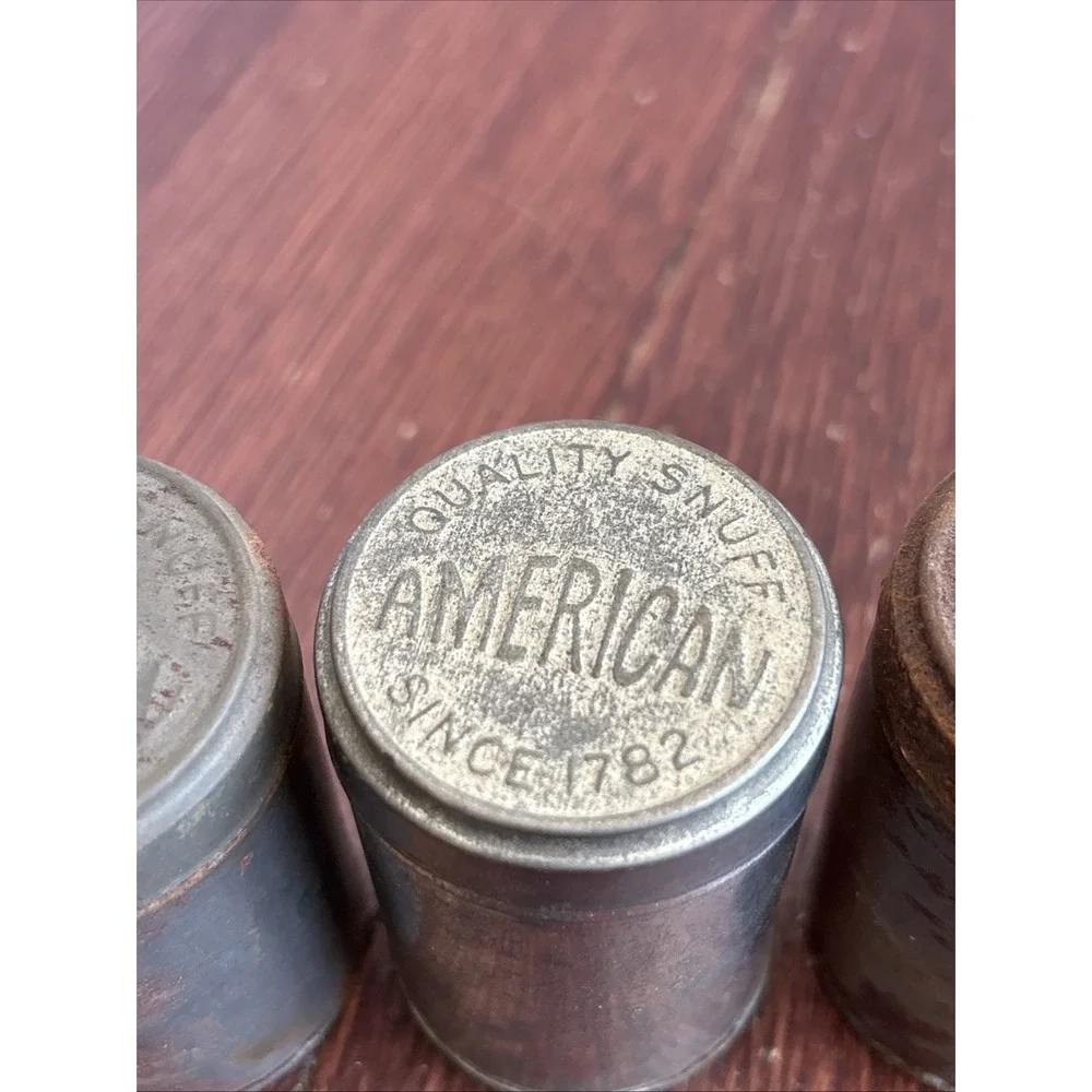 American Quality Snuff‎ Tin Since 1782 Early Tobacco Collectible Can w/Lid Lot-4